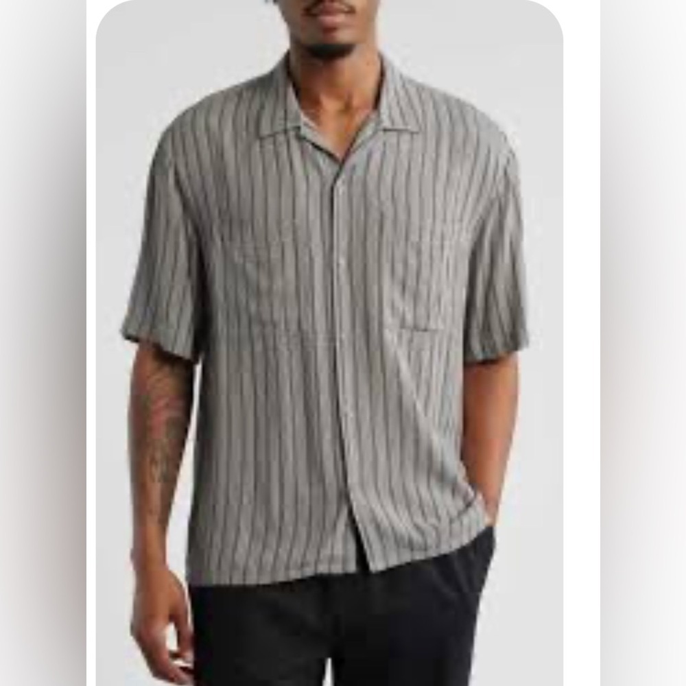 Open Edit Stripe Camp Shirt NEW Men’s XXL 2XL